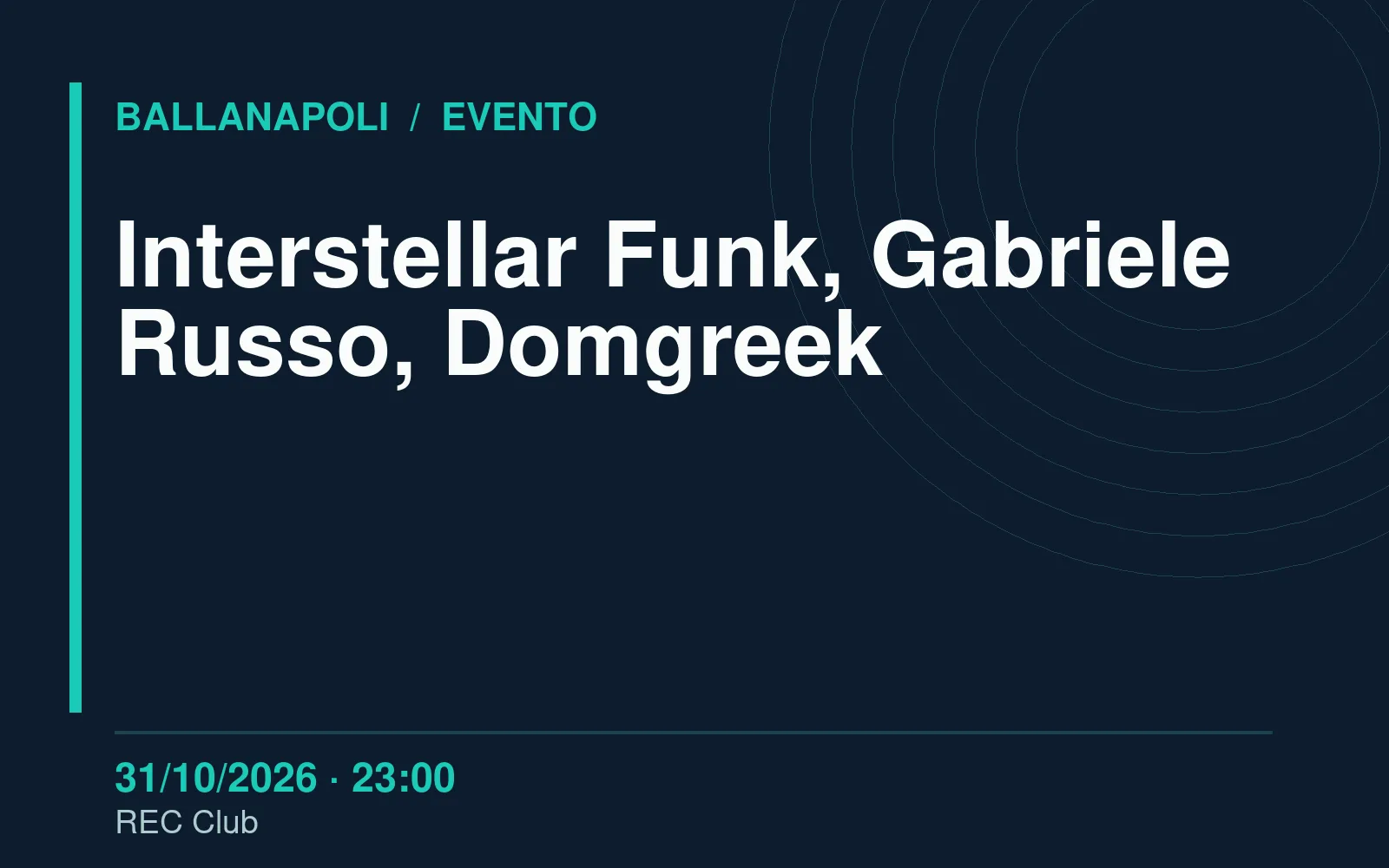 Interstellar Funk al REC: Halloween con Russo e Domgreek